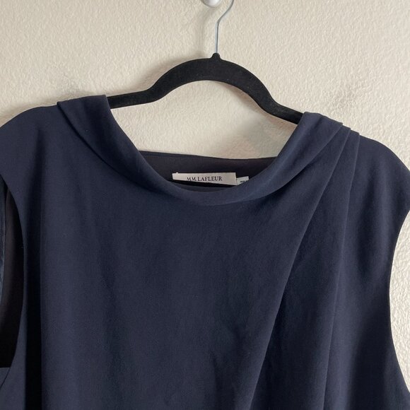 MM.Lafleur Womens 16 Navy Sleeveless Draped Sheath Dress Career Office - Picture 9 of 12